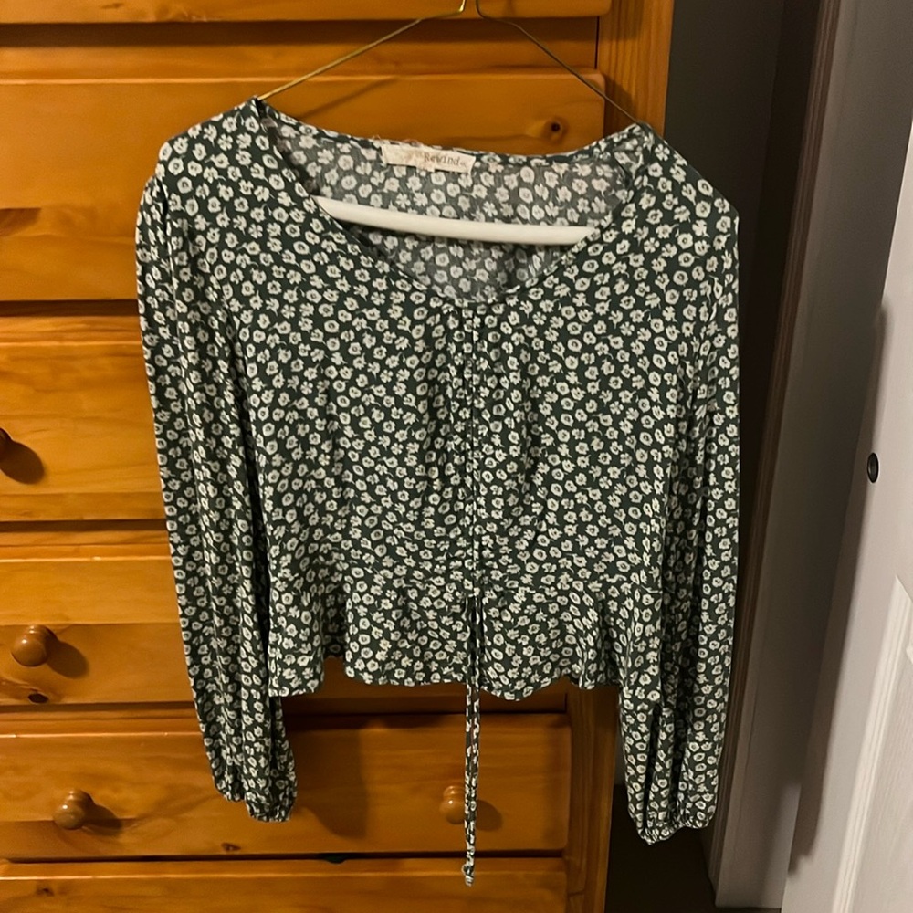 green flower blouse